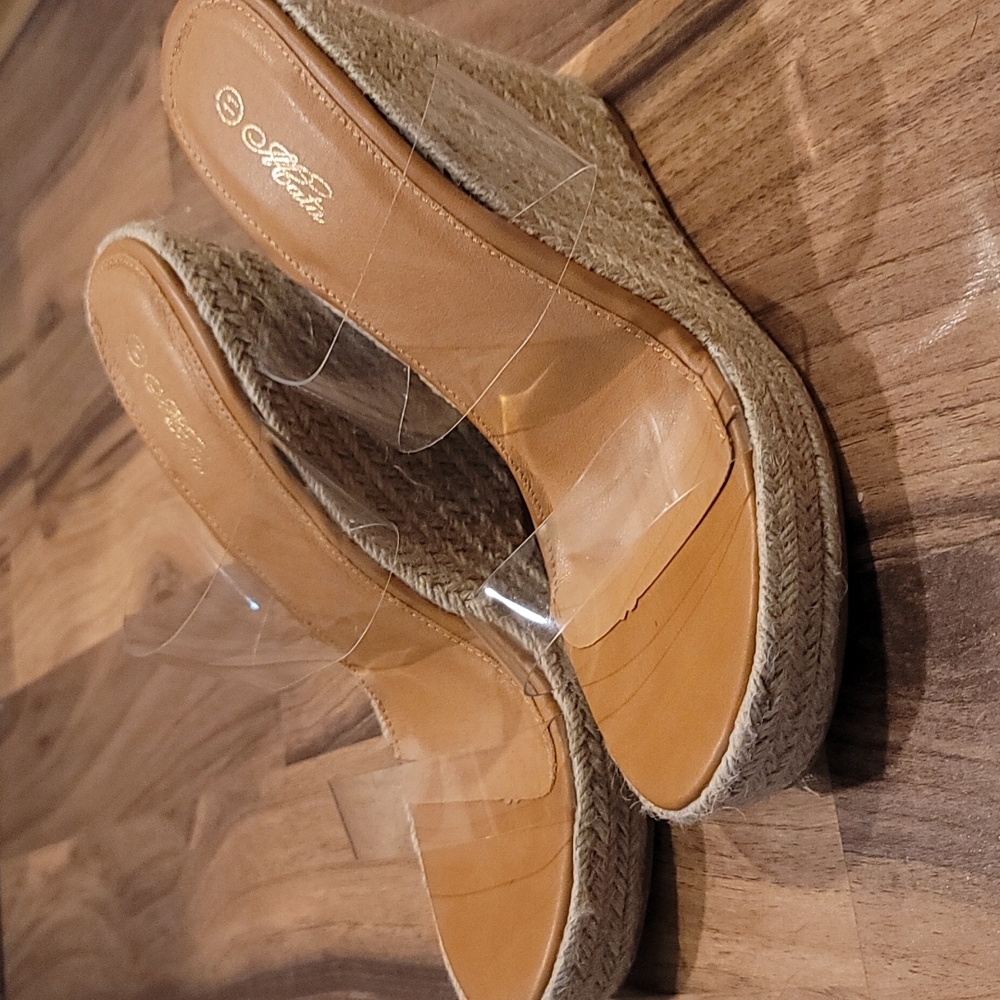 Clear Strapped Wedges, size 11, never worn